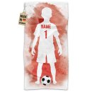 Fu&szlig;ball-Handtuch - Spieler Junge Rot mit Name &amp;...