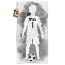 Fu&szlig;ball-Handtuch - Spieler Junge Schwarz mit Name...