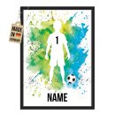 Fotodruck mit Bilderrahmen - Fu&szlig;ballspieler Junge -...