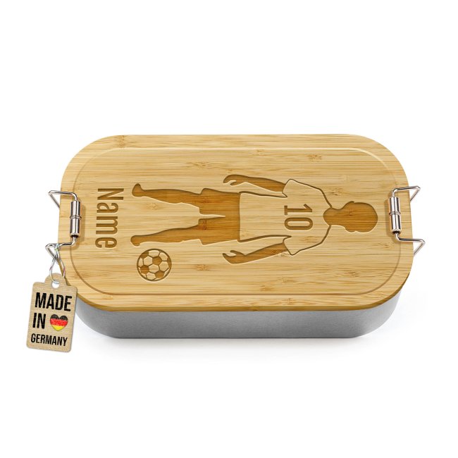 Brotdose mit Gravur - Fu&szlig;baller - mit Name &amp; Trikotnummer