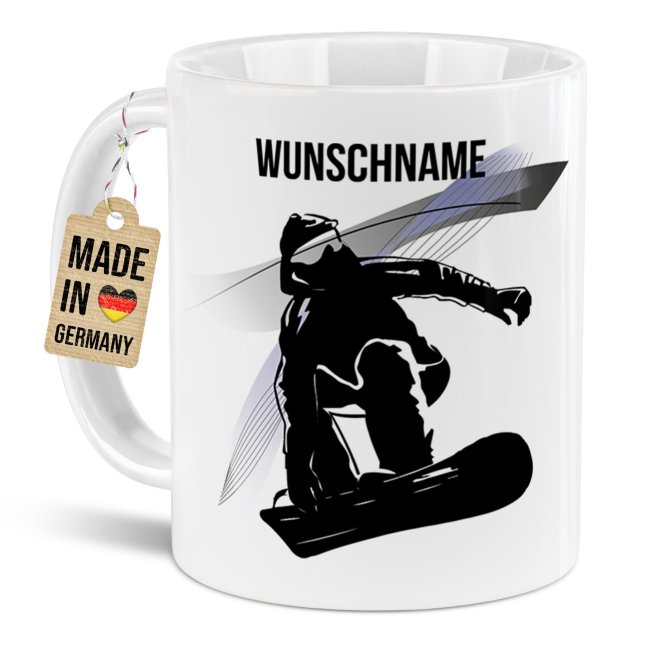 Tasse f&uuml;r Wintersportler - Snowboard - mit Name