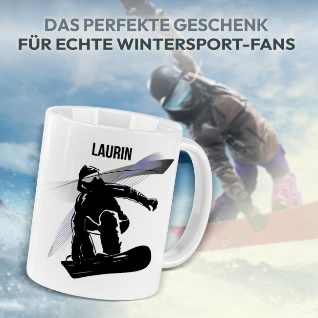 Tasse f&uuml;r Wintersportler - Snowboard - mit Name