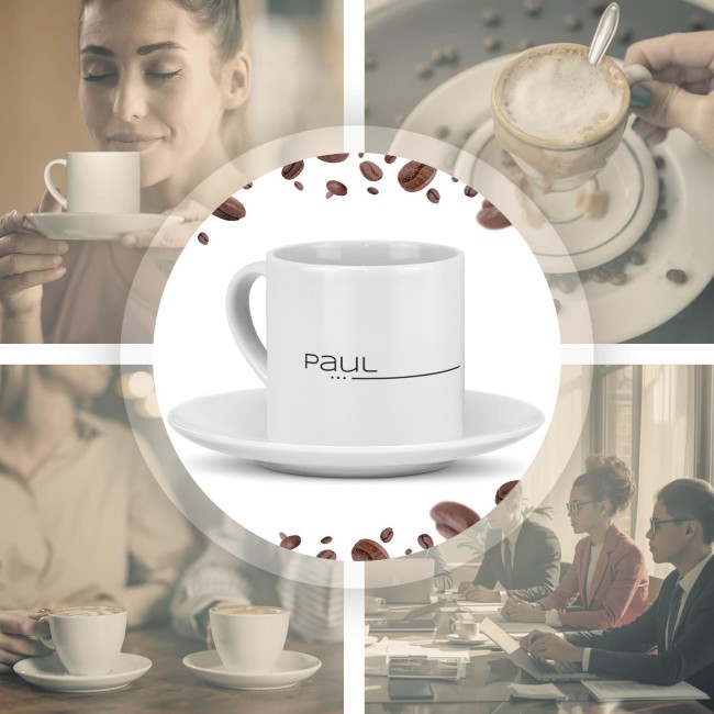 Personalisierte Cappuccino Tasse - mit Name - mit Untertasse, Keramik, 150 ml
