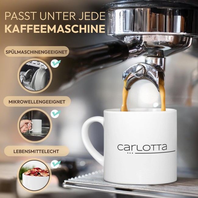 Personalisierte Cappuccino Tasse - mit Name - mit Untertasse, Keramik, 150 ml