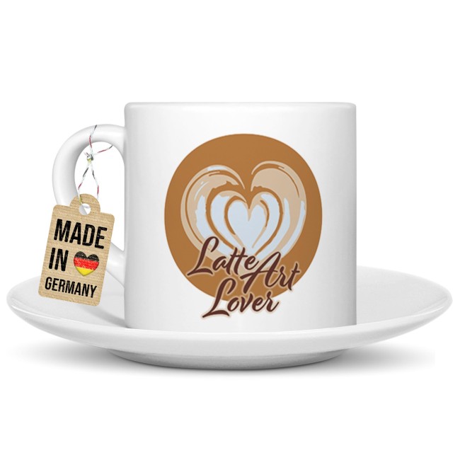 Cappuccino Tasse - Latte Art Heart - mit Untertasse, Keramik, 150 ml