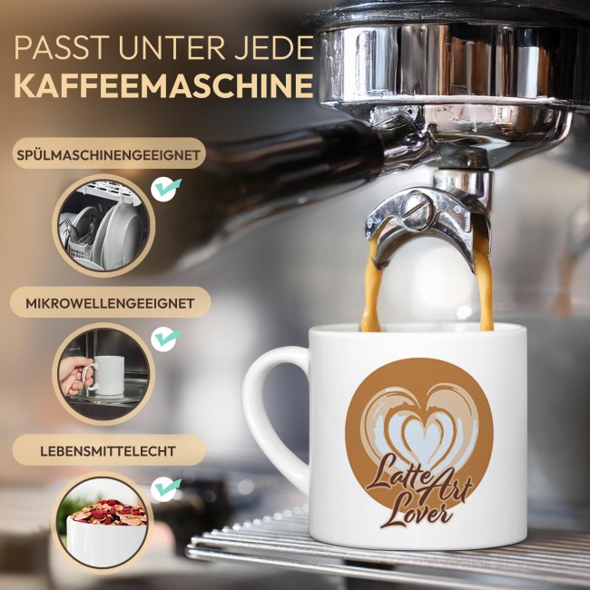 Cappuccino Tasse - Latte Art Heart - mit Untertasse, Keramik, 150 ml