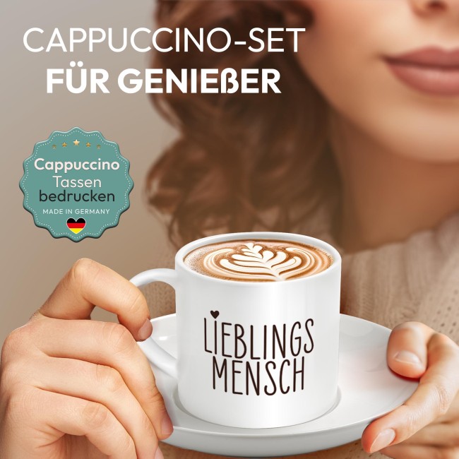 Cappuccino Tasse - Lieblingsmensch - mit Untertasse, Keramik, 150 ml