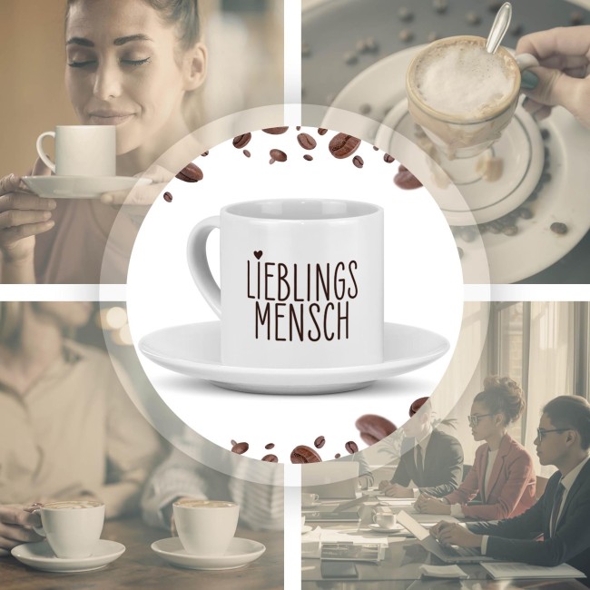 Cappuccino Tasse - Lieblingsmensch - mit Untertasse, Keramik, 150 ml