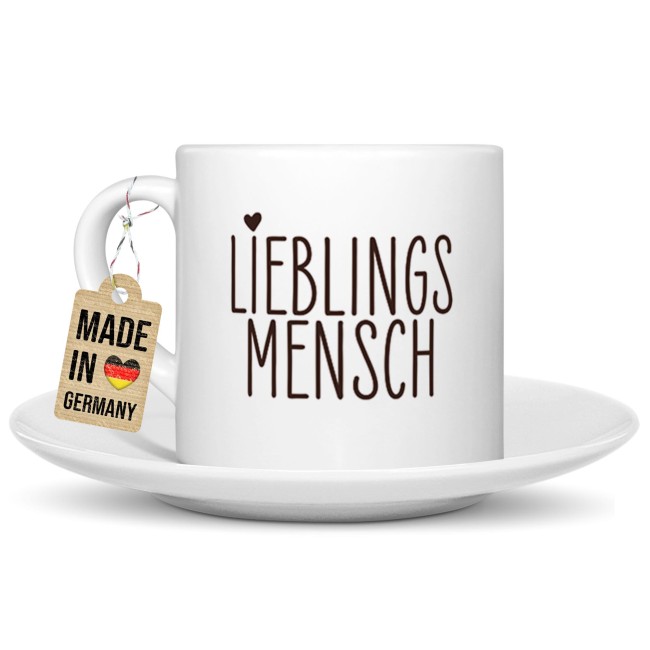Cappuccino Tasse - Lieblingsmensch - mit Untertasse, Keramik, 150 ml