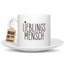 Cappuccino Tasse - Lieblingsmensch - mit Untertasse,...