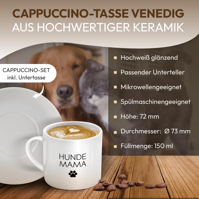 Cappuccino Tasse - Hundemama - mit Untertasse, Keramik, 150 ml