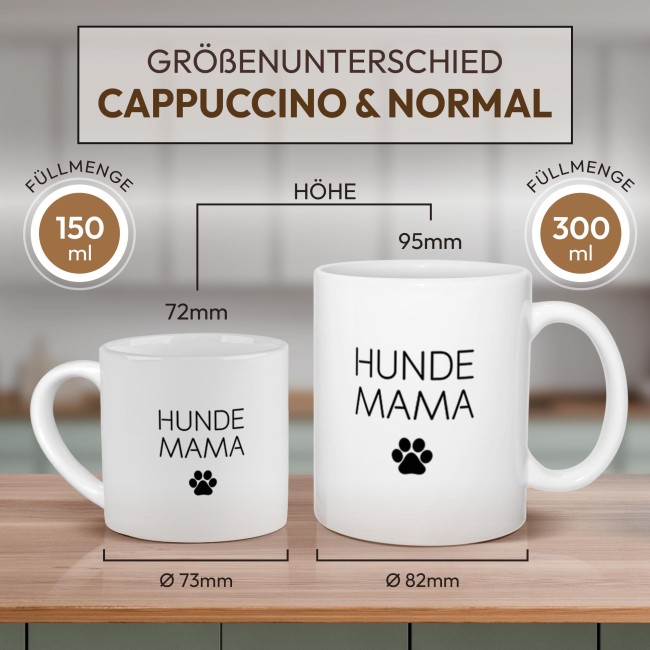 Cappuccino Tasse - Hundemama - mit Untertasse, Keramik, 150 ml