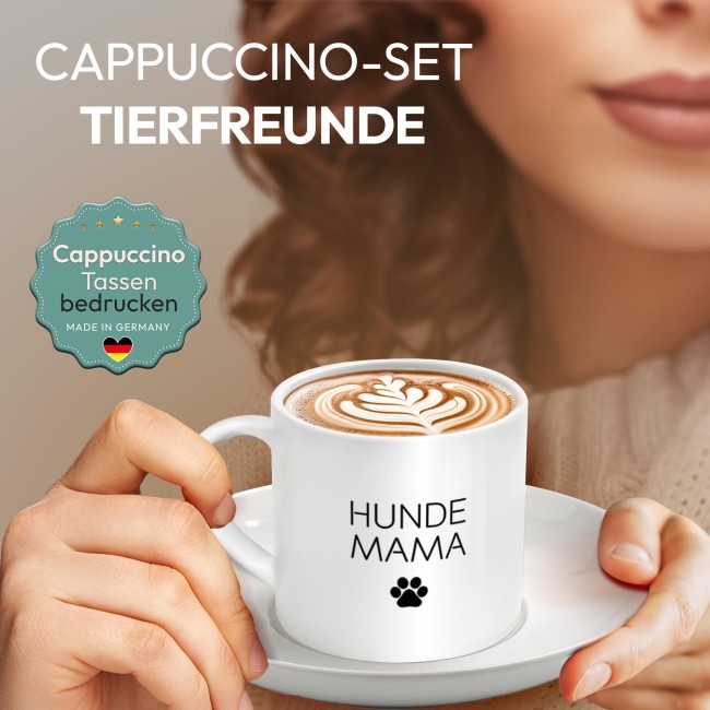 Cappuccino Tasse - Hundemama - mit Untertasse, Keramik, 150 ml