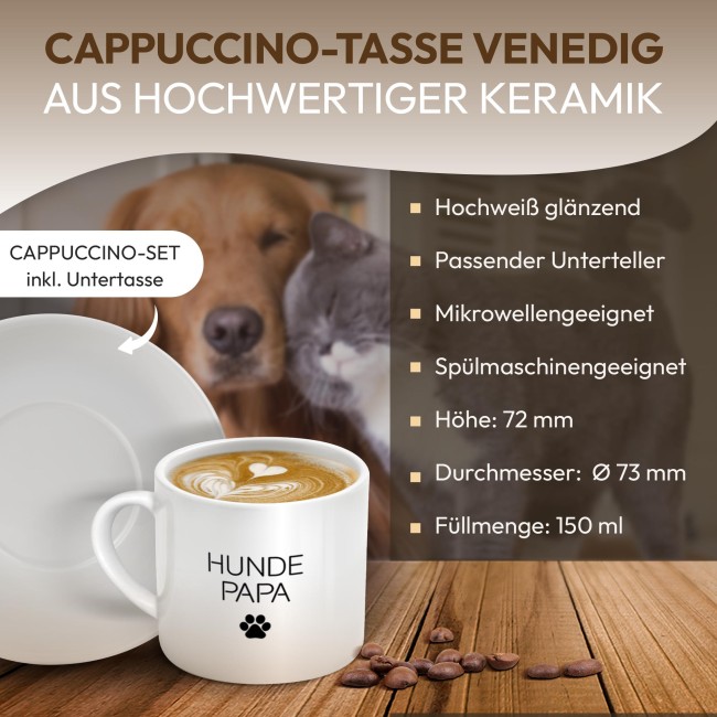 Cappuccino Tasse - Hundepapa - mit Untertasse, Keramik, 150 ml