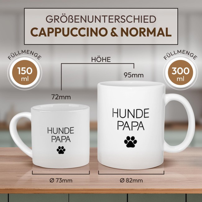 Cappuccino Tasse - Hundepapa - mit Untertasse, Keramik, 150 ml