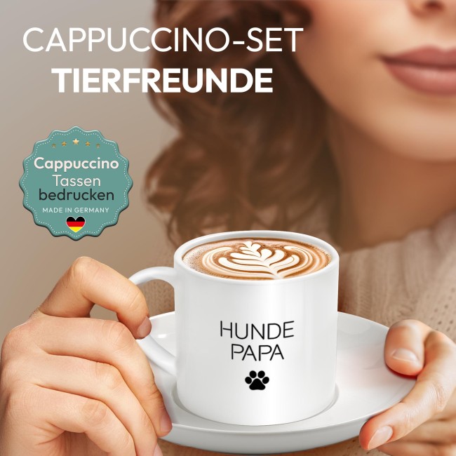 Cappuccino Tasse - Hundepapa - mit Untertasse, Keramik, 150 ml