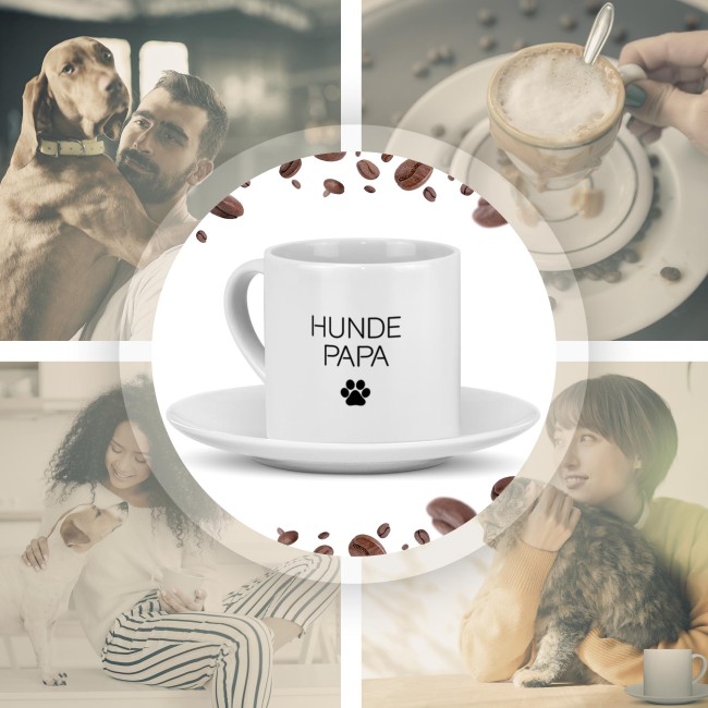 Cappuccino Tasse - Hundepapa - mit Untertasse, Keramik, 150 ml