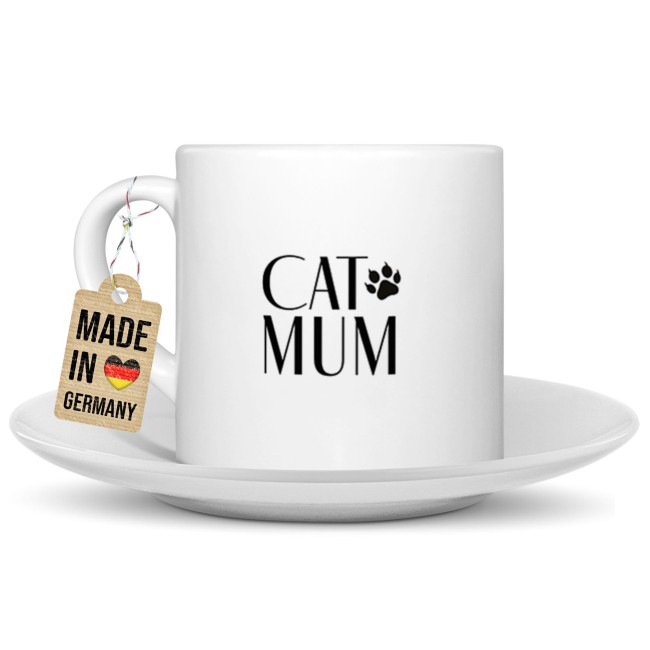 Cappuccino Tasse - Cat Mum - mit Untertasse, Keramik, 150 ml