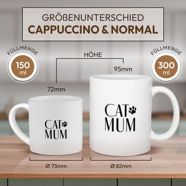 Cappuccino Tasse - Cat Mum - mit Untertasse, Keramik, 150 ml