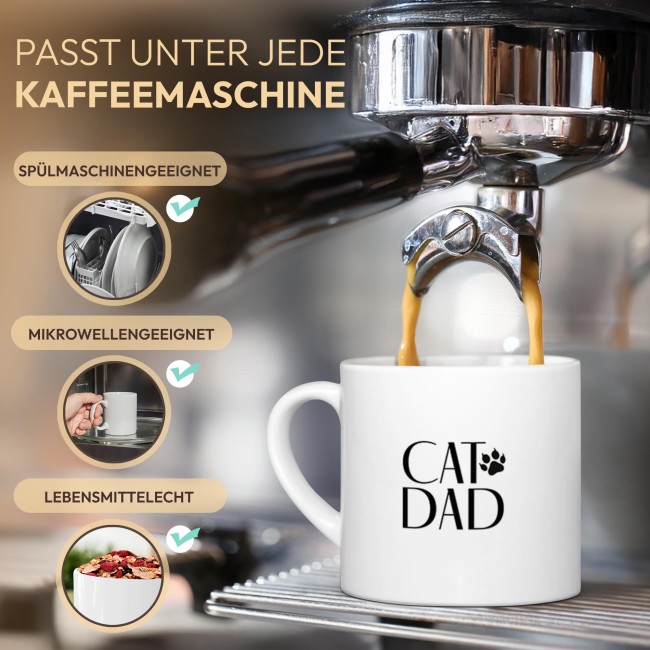 Cappuccino Tasse - Cat Dad - mit Untertasse, Keramik, 150 ml