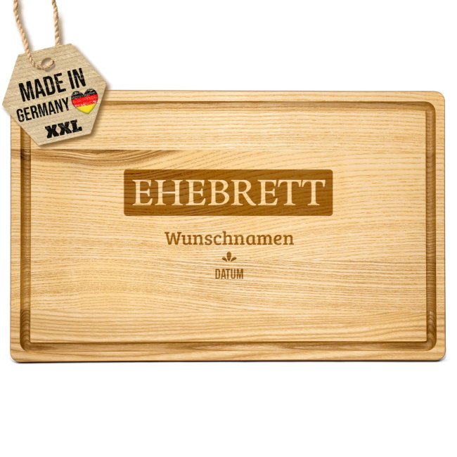 Gro&szlig;es Schneidebrett mit Gravur - Ehebrett - mit Namen &amp; Datum - 40 x 25 cm