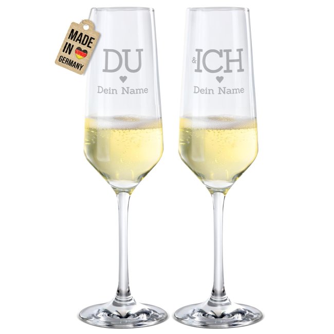 Sektglas mit Gravur - Du und Ich - mit Name