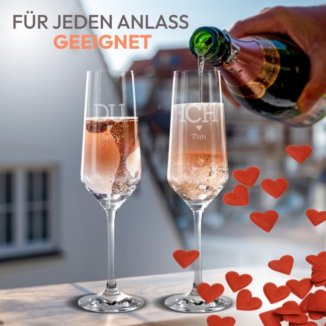 Sektglas mit Gravur - Du und Ich - mit Name