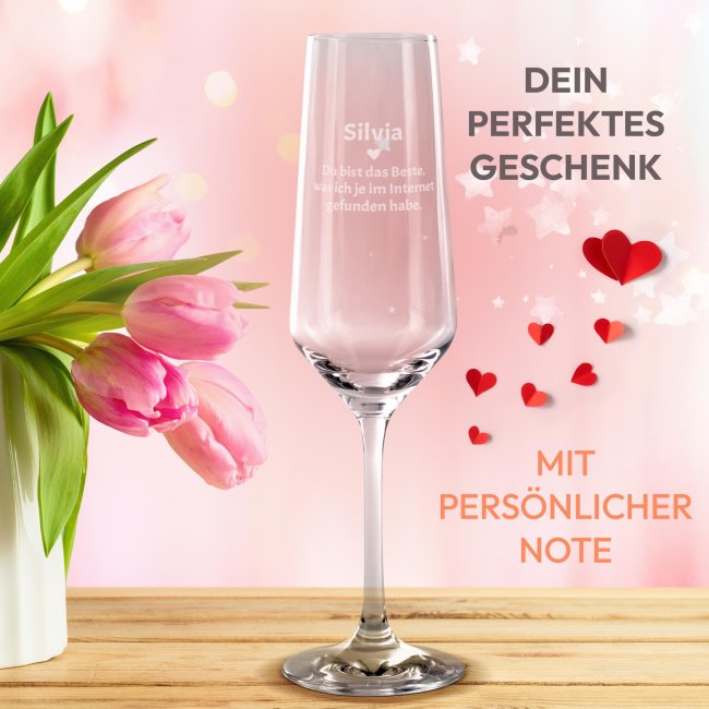 Sektglas mit Gravur - Du bist das Beste - mit Name