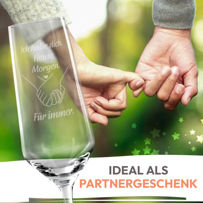 Sektglas mit Gravur - Ich halte dich f&uuml;r immer