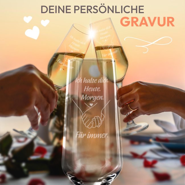 Sektglas mit Gravur - Ich halte dich f&uuml;r immer