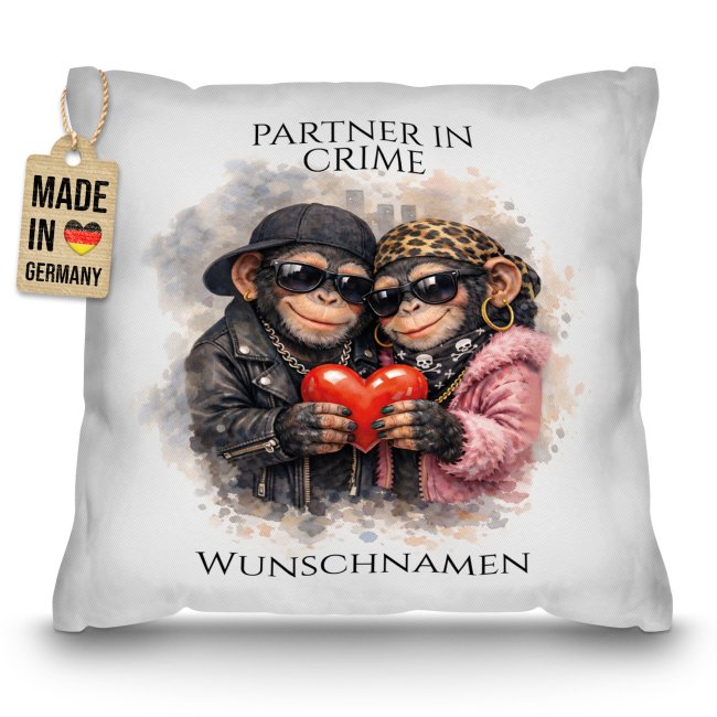 Kissen - Partner in Crime - Schimpansen - mit Namen