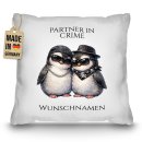 Kissen - Partner in Crime - Pinguine - mit Namen