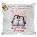 Flauschiges Kissen - Du bist mein Pinguin - mit Name