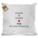 Flauschiges Kissen - WIR - mit Namen &amp; Datum