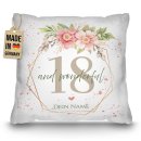 Kissen zum 18. Geburtstag - Wonderful mit Blumen-Kranz -...