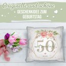 Kissen zum Geburtstag - Wonderful mit Blumen-Kranz - mit...