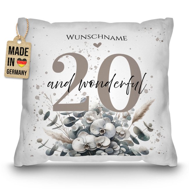Kissen zum 20. Geburtstag - And wonderful - mit Name