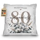 Kissen zum 80. Geburtstag - And wonderful - mit Name