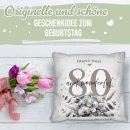 Kissen zum 80. Geburtstag - And wonderful - mit Name