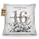 Kissen zum Geburtstag - Wonderful - mit Name &amp; Zahl