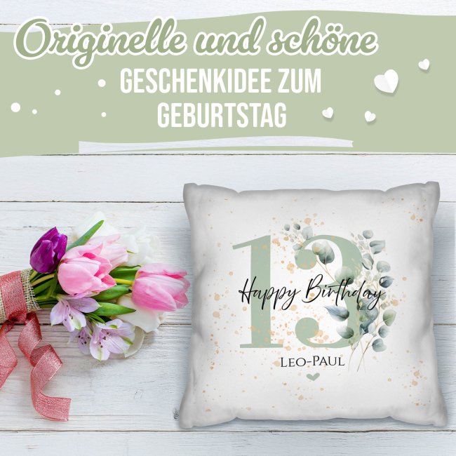Kissen zum 13. Geburtstag - Happy Birthday - mit Name