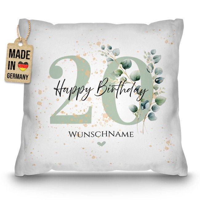 Kissen zum 20. Geburtstag - Happy Birthday - mit Name