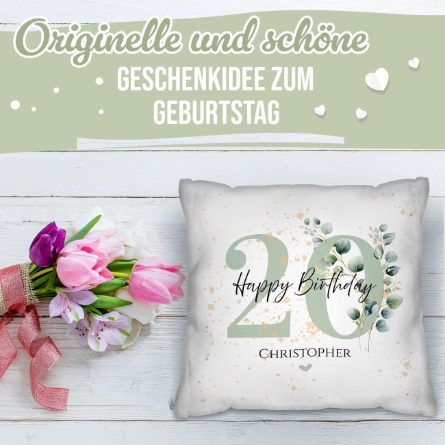 Kissen zum 20. Geburtstag - Happy Birthday - mit Name