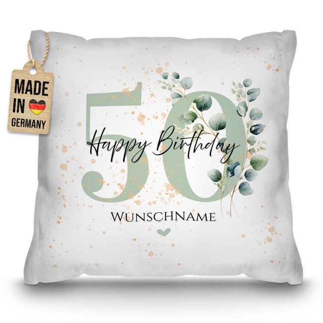 Kissen zum 50. Geburtstag - Happy Birthday - mit Name