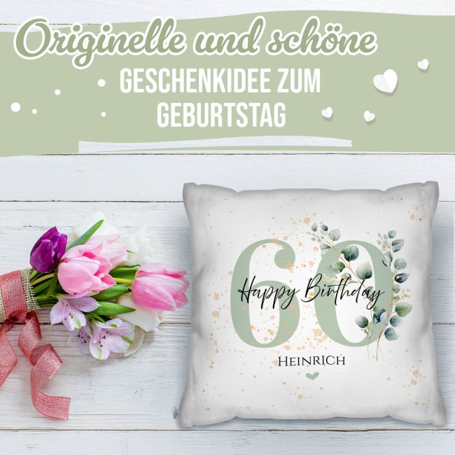 Kissen zum 60. Geburtstag - Happy Birthday - mit Name