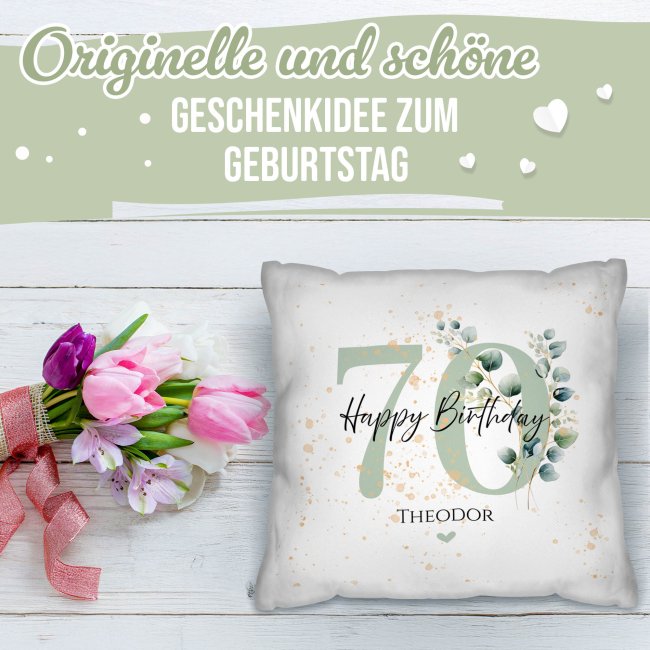 Kissen zum 70. Geburtstag - Happy Birthday - mit Name