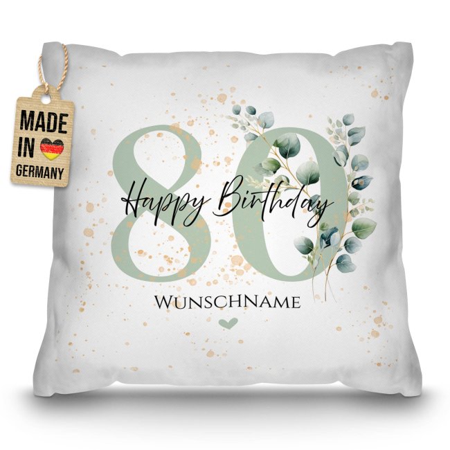 Kissen zum 80. Geburtstag - Happy Birthday - mit Name