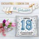 Kissen zum 18. Geburtstag - Endlich 18 - blau