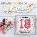 Kissen zum 18. Geburtstag - Endlich 18 - rosa