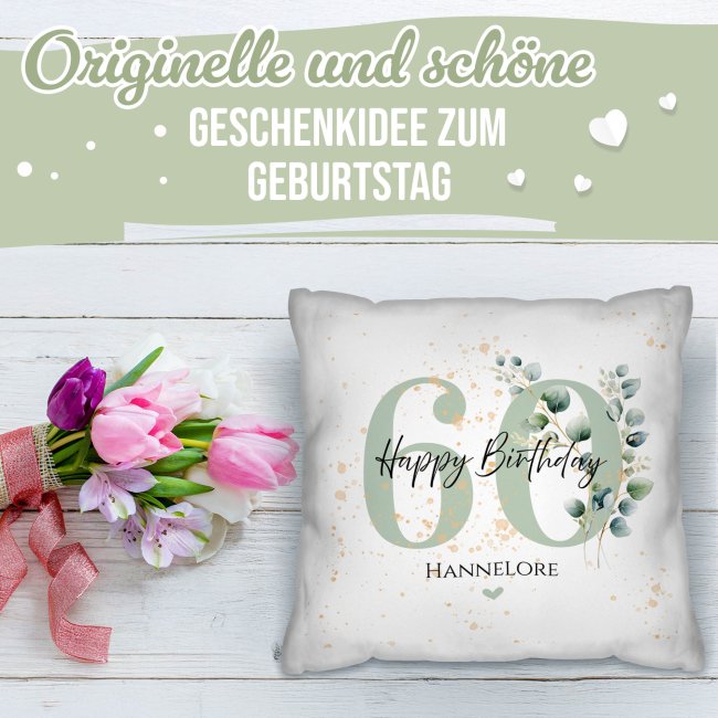 Kissen zum Geburtstag - Happy Birthday - mit Name &amp; Zahl